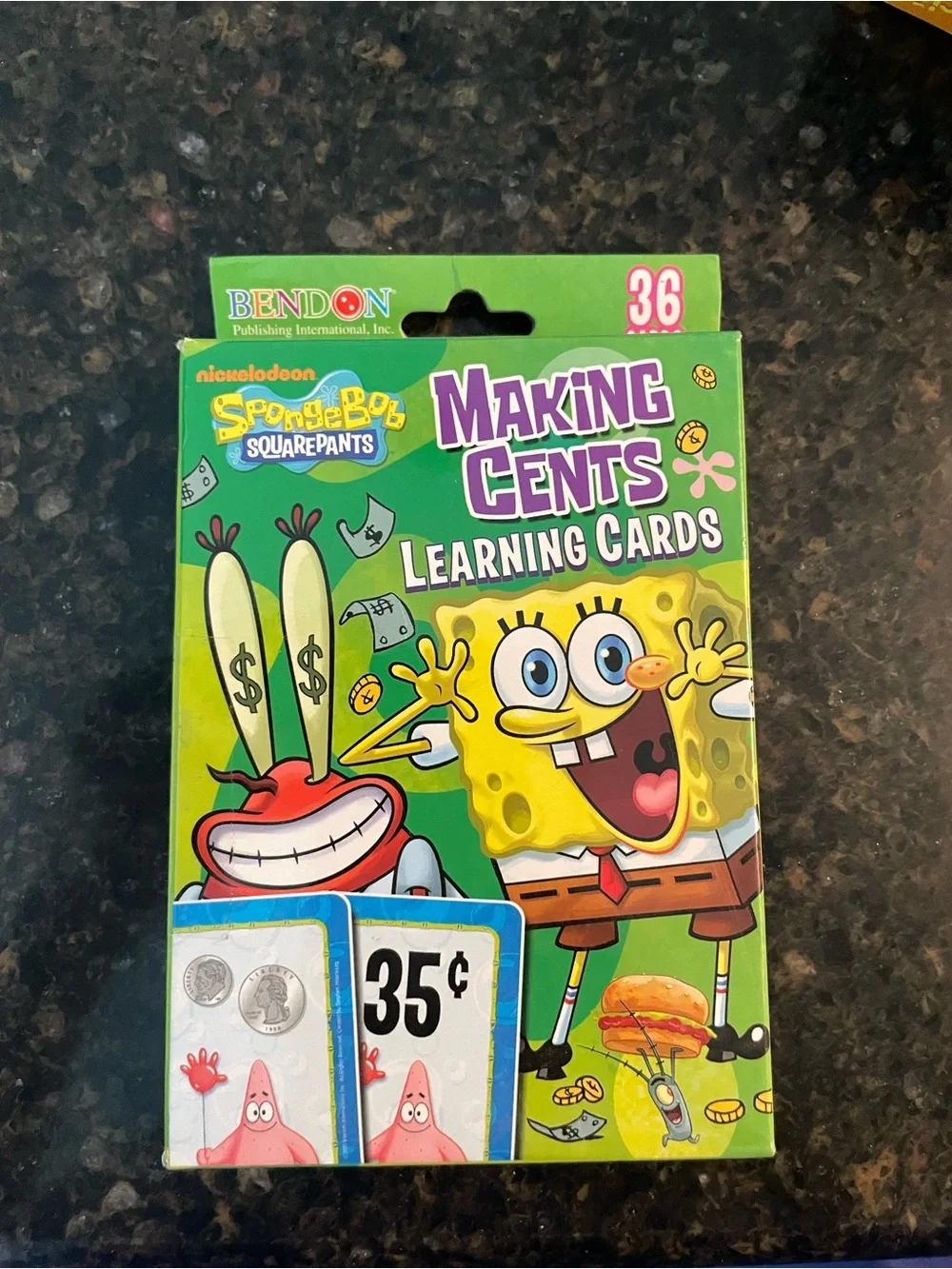 SpongeBob learning cards, money
